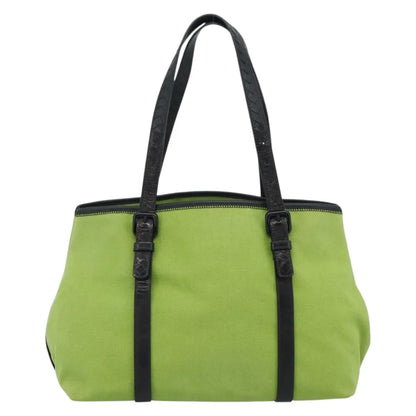 Bottega Veneta Vintage Canvas, Green, Canvas, Tote Bag