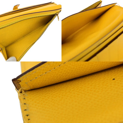 Hermes Bearn Trifold Epsom, Yellow, Leather, Wallet