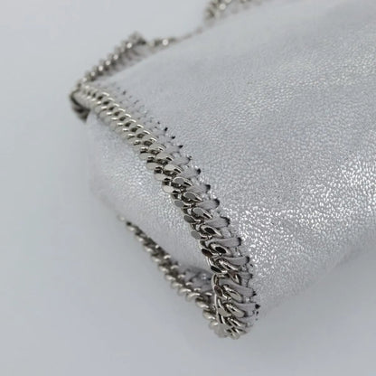 Stella McCartney Falabella Fold Over Faux Leather, Silver, Polyester, Shoulder Bag