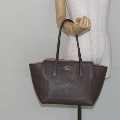 Gucci Swing Tote Leather, Gray, Leather, Tote Bag