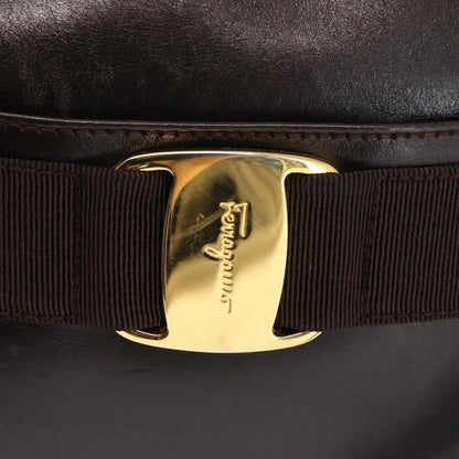 Salvatore Ferragamo Vara Bow camera Leather, Brown, Leather, Shoulder Bag