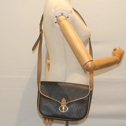 Christian Dior Vintage Honeycomb Flap Canvas and Leather, Black, Canvas, Shoulder Bag