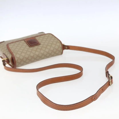 Celine Vintage Macadam Canvas and Leather, Beige, Canvas, Shoulder Bag