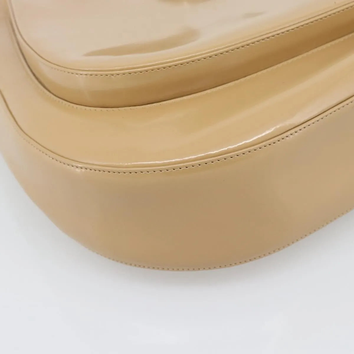 Salvatore Ferragamo Gancini Patent Leather, Beige, Patent Leather, Shoulder Bag