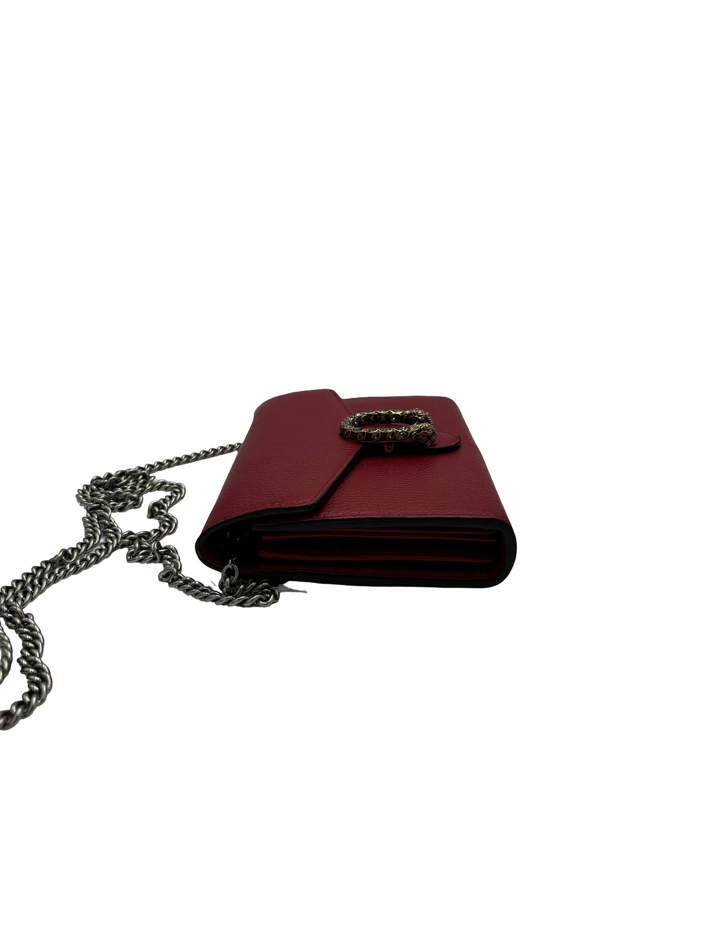 Gucci Dionysus chain Leather, Red, Leather, Wallet