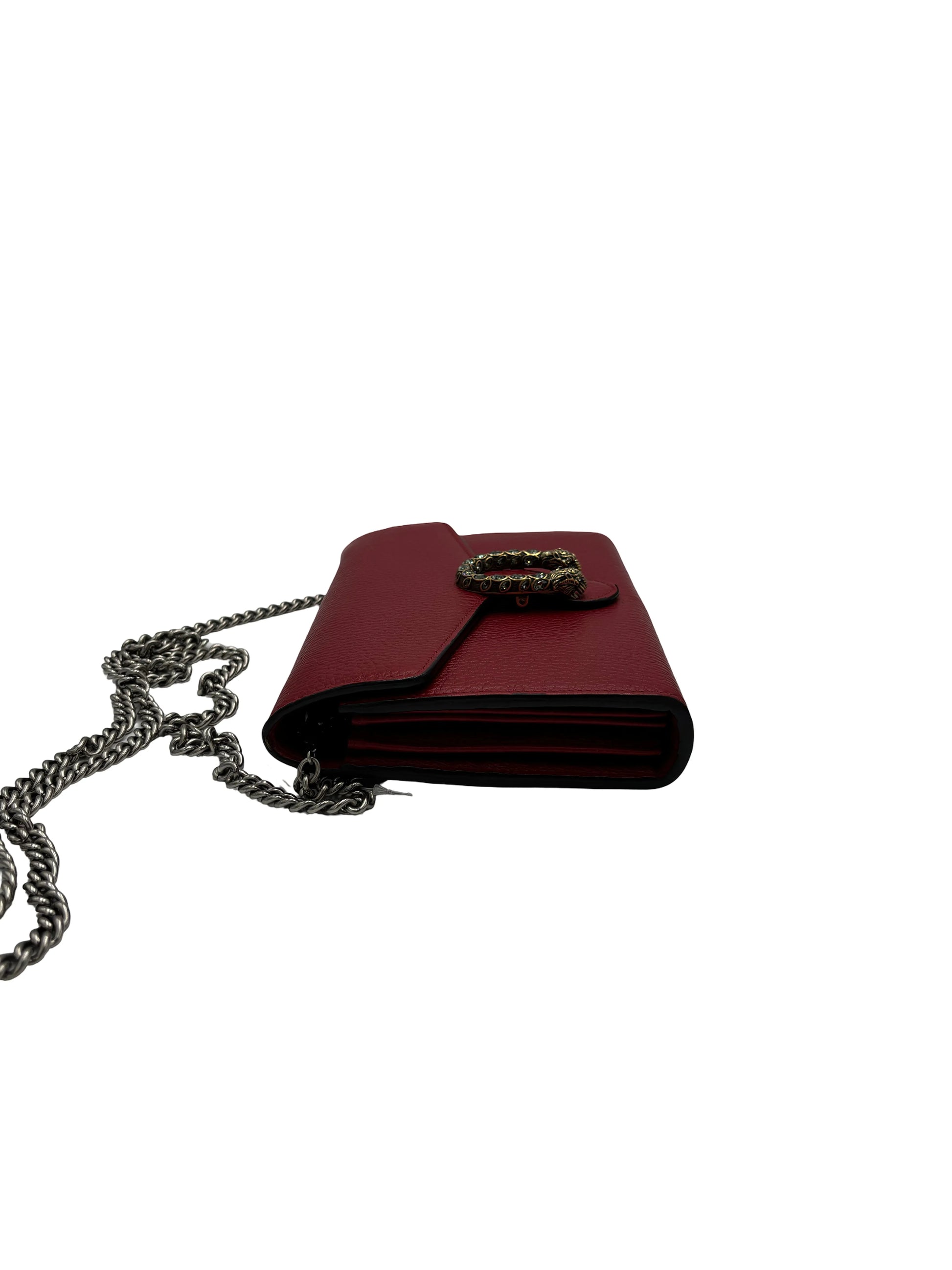 Gucci Dionysus chain Leather, Red, Leather, Wallet