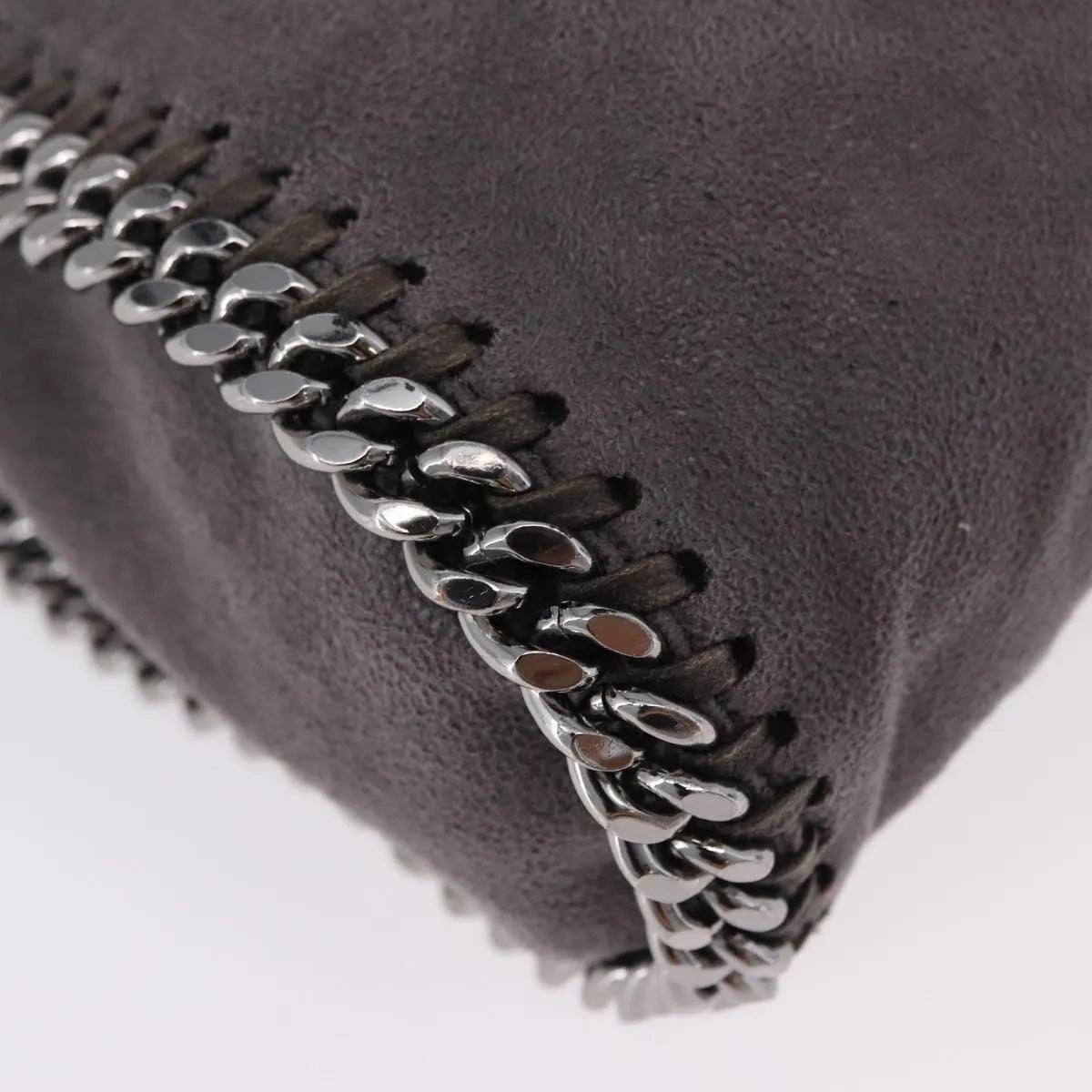 Stella McCartney Falabella Fold Over Faux Leather, Gray, Polyester, Shoulder Bag