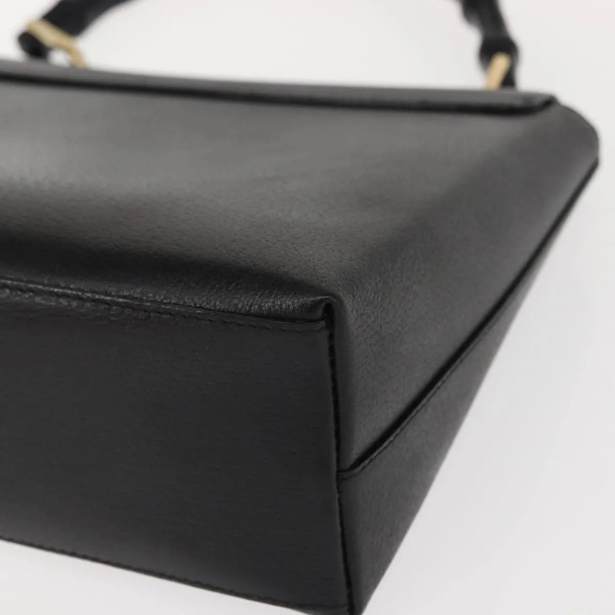 Gucci Vintage Bamboo Handle Leather, Black, Leather, Handbag