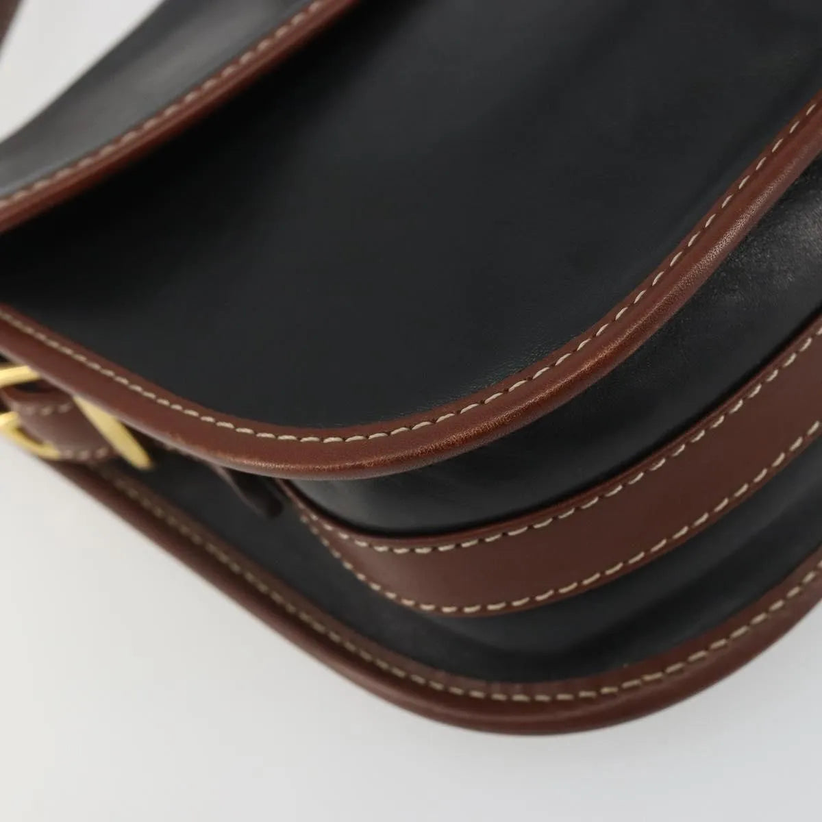Celine Vintage Flap Leather, Black, Leather, Shoulder Bag