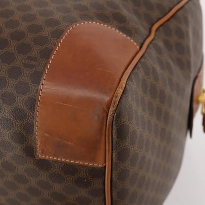 Celine Vintage Macadam Boston Canvas and Leather, Brown, PVC, Handbag