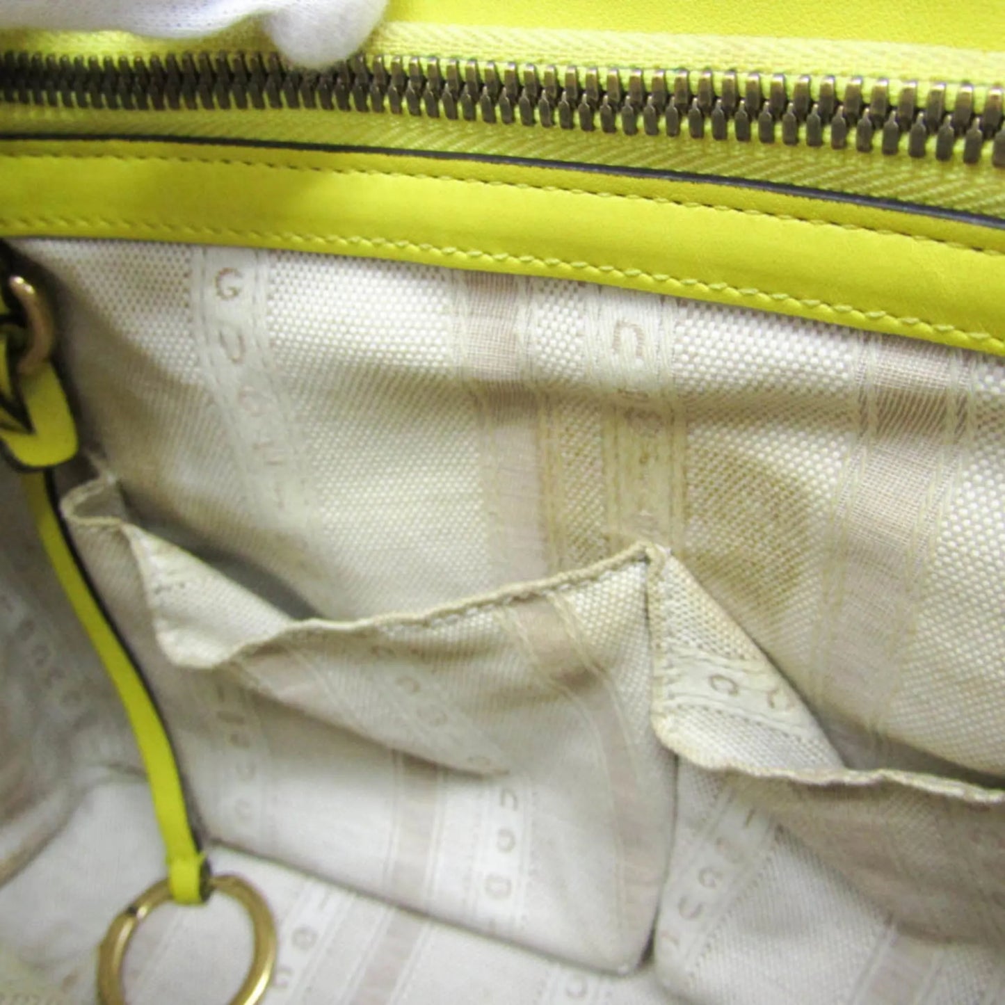 Gucci Bright Bit Convertible Tote Patent leather, Yellow, Patent Leather, Handbag