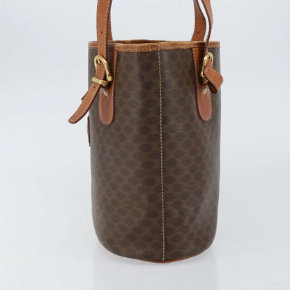 Celine Vintage Macadam Shopper Tote Canvas and Leather, Brown, Canvas, Tote Bag