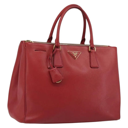 Prada Double Zip Lux Tote Saffiano Leather, Red, Leather, Handbag