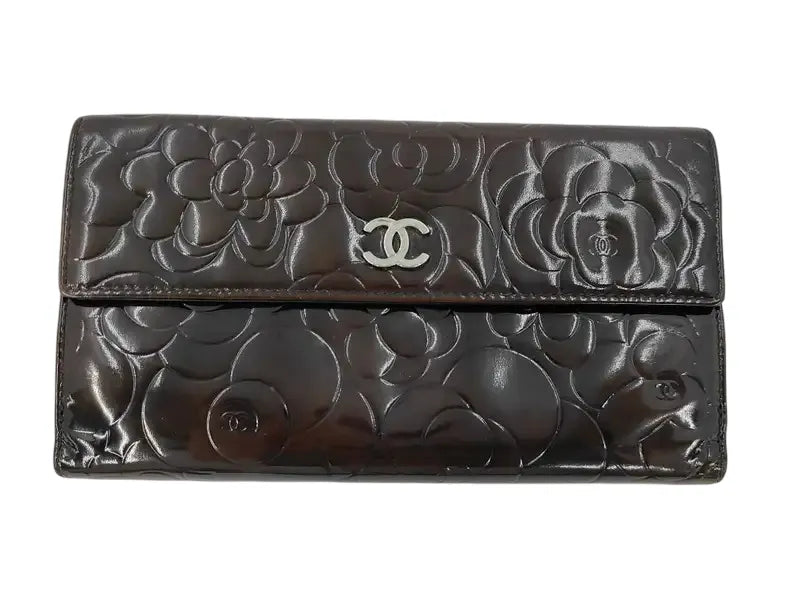 Chanel Camellia Flap Organizer Camellia Lambskin, Black, Leather, Wallet