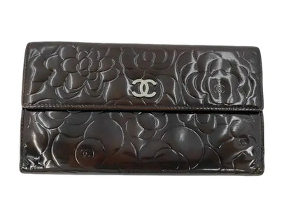 Chanel Camellia Flap Organizer Camellia Lambskin, Black, Leather, Wallet