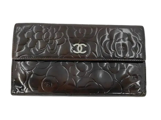 Chanel Camellia Flap Organizer Camellia Lambskin, Black, Leather, Wallet