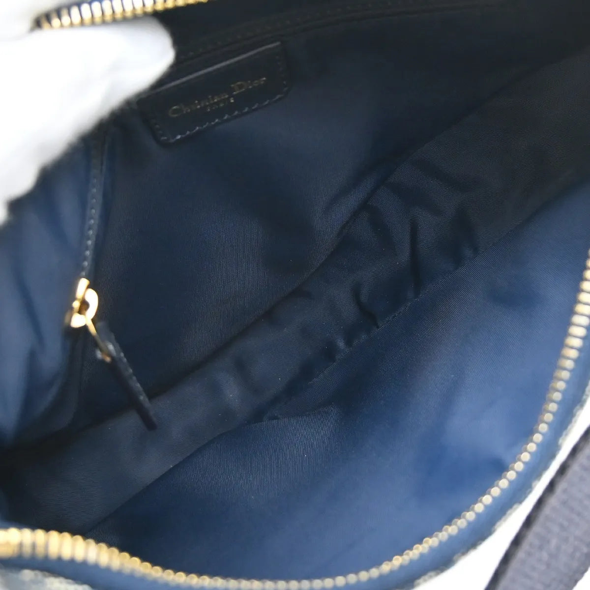 Christian Dior Vintage Trotteur Chain Canvas, Blue, Canvas, Shoulder Bag
