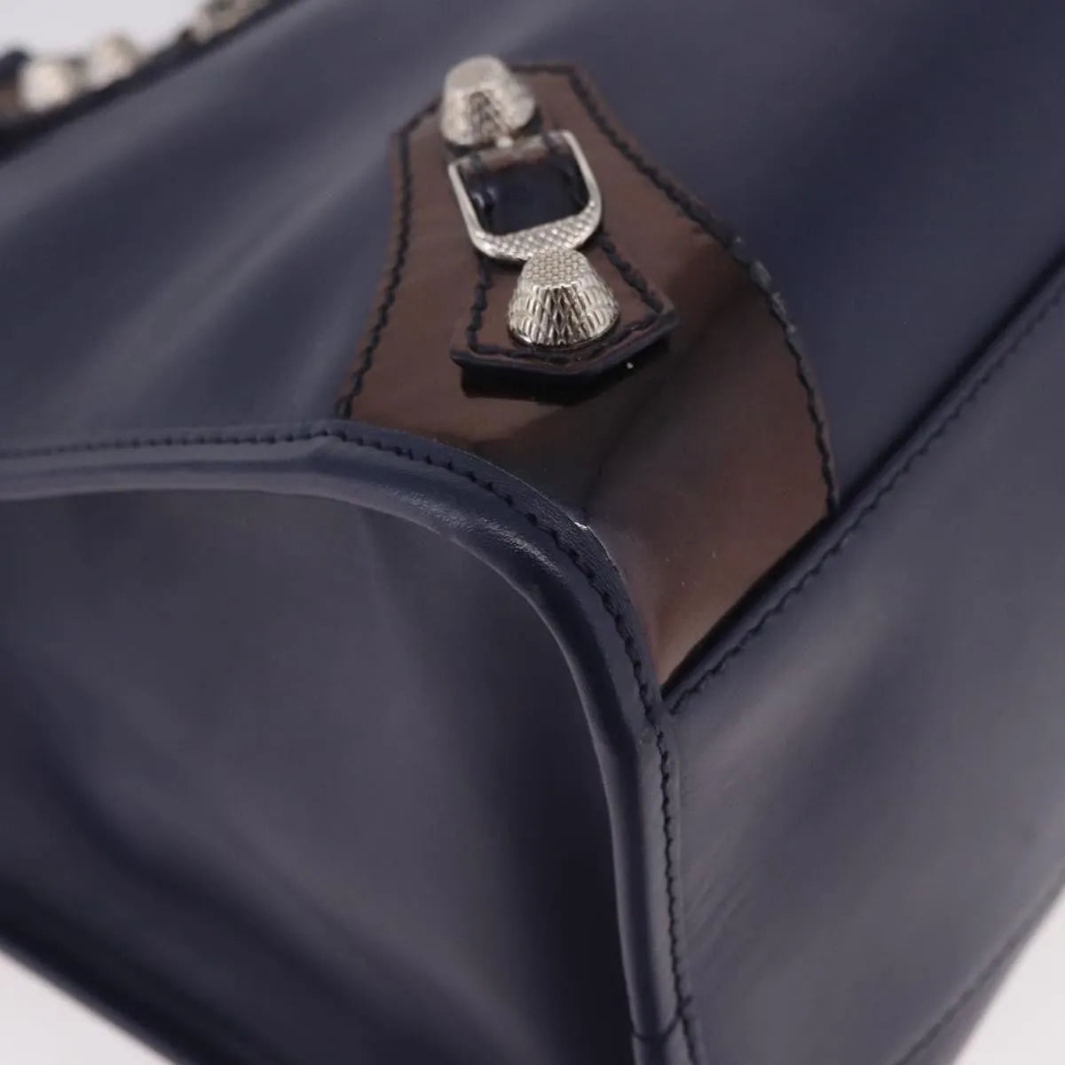 Balenciaga Holiday City Giant Studs Matte Calfskin, Navy, Leather, Handbag