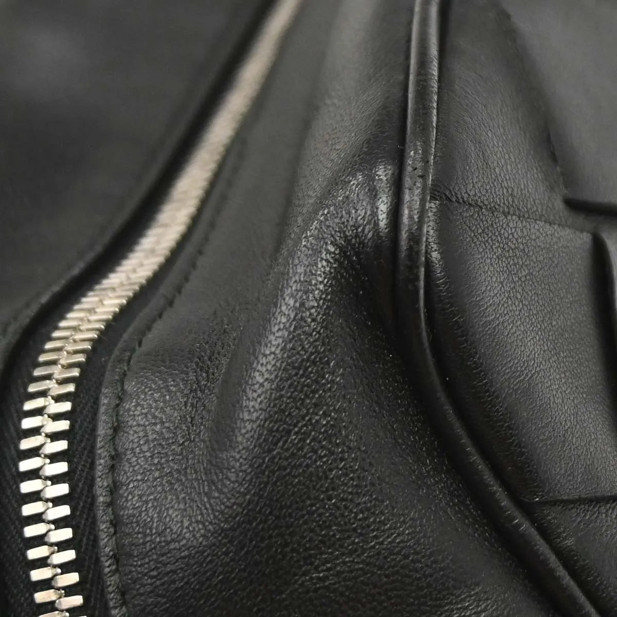 Bottega Veneta Zip Clutch Leather with Intrecciato Snakeskin Detail, Black, Leather, Clutch