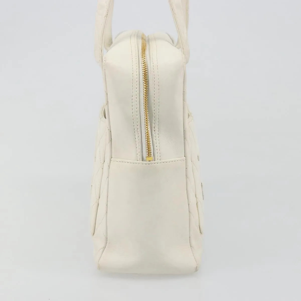 Chanel CC handbag Leather, White, Canvas, Handbag