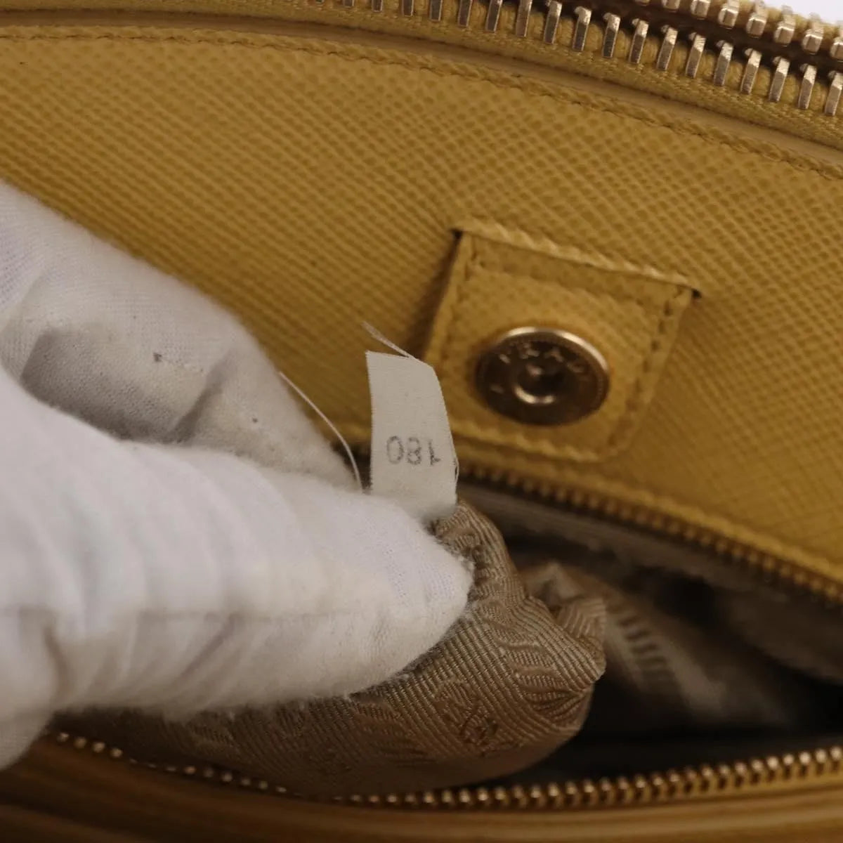 Prada Cuir Frame Double Zip Tote Saffiano Leather, Yellow, Leather, Tote Bag