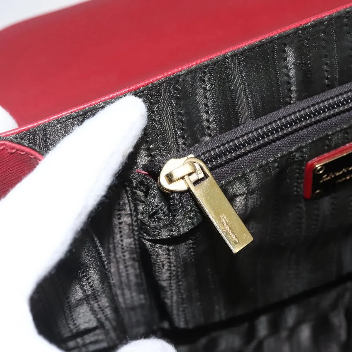 Salvatore Ferragamo Gancini Leather, Red, Leather, Handbag