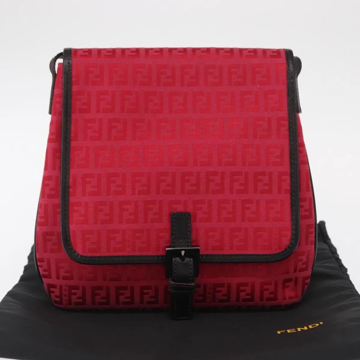 Fendi Vintage Flap Zucchino Canvas, Red, Canvas, Shoulder Bag