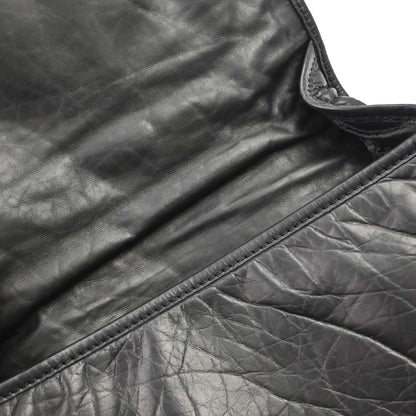Chanel Vintage Logo Messenger Quilted Aged Calfskin, Black, Leather, Shoulder Bag