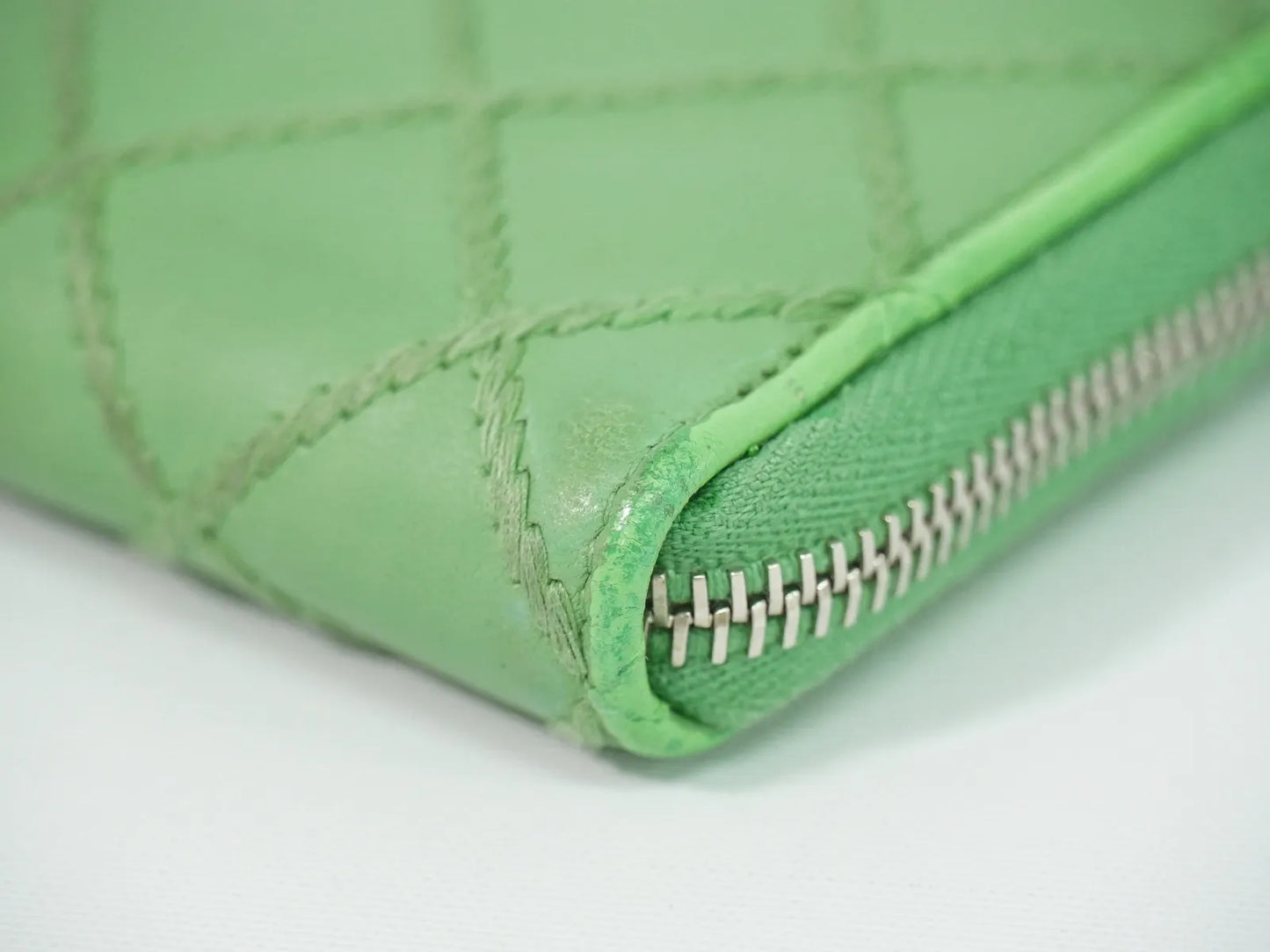 Chanel Wild Stitch Topics Wallet Lambskin, Green, Leather, Wallet