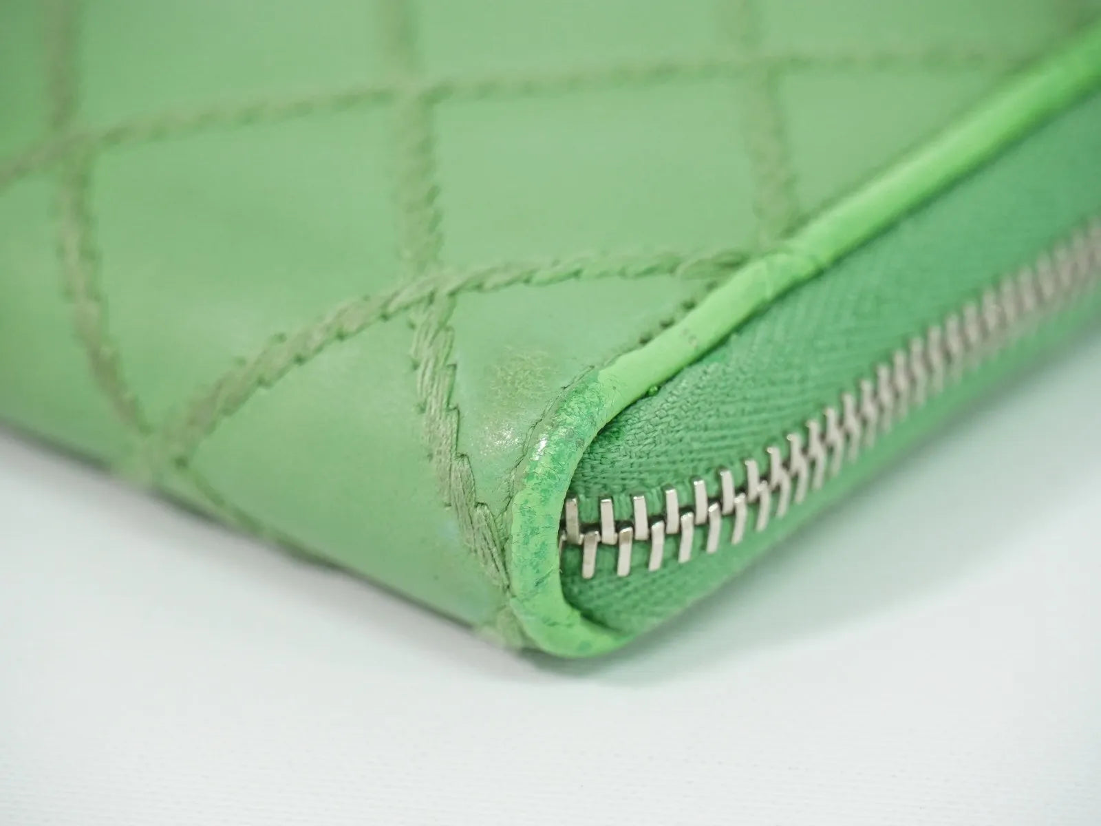 Chanel Wild Stitch Topics Wallet Lambskin, Green, Leather, Wallet