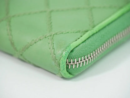 Chanel Wild Stitch Topics Wallet Lambskin, Green, Leather, Wallet