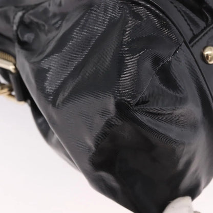 Gucci Pop Bamboo Handle Dialux Coated Canvas, Black, PVC, Handbag