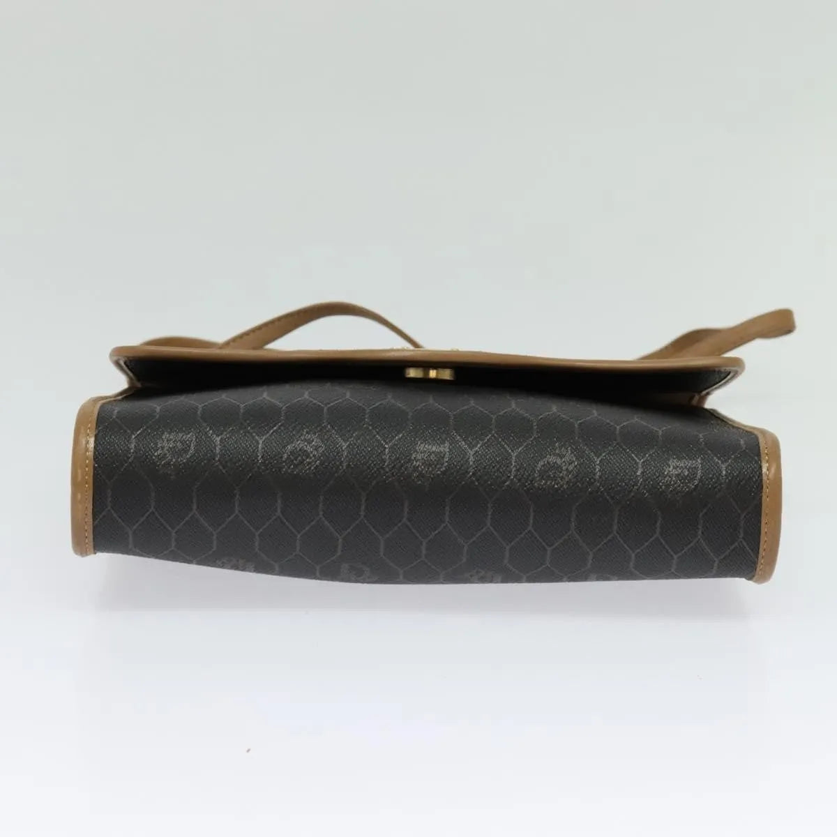 Christian Dior Vintage Honeycomb Flap Coated Canvas, Black, Canvas, Shoulder Bag
