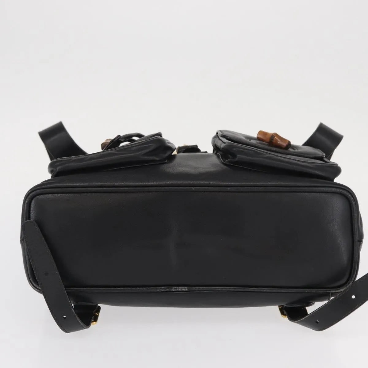 Gucci Vintage Bamboo Leather, Black, Leather, Backpack