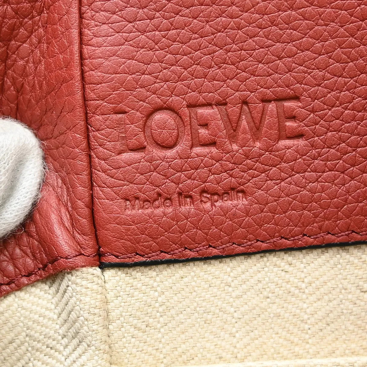 Loewe Hammock Leather, Red, Leather, Handbag