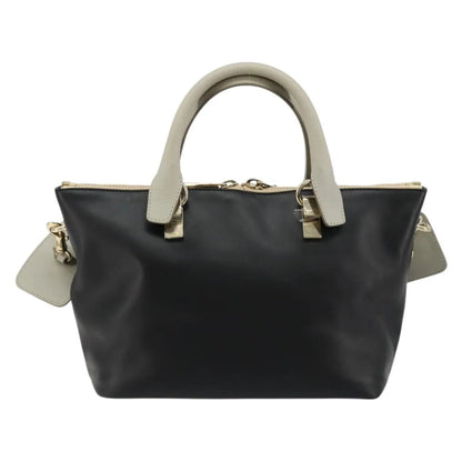 Chloe Bicolor Baylee Satchel Leather, Black, Leather, Handbag