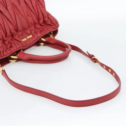 Miu Miu Matelassé Nappa Leather Top Handle Bag Leather, Red, Leather, Shoulder Bag