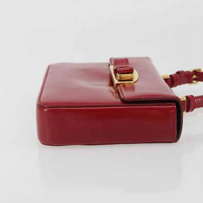 Prada Bow Top handle Leather, Red, Leather, Handbag
