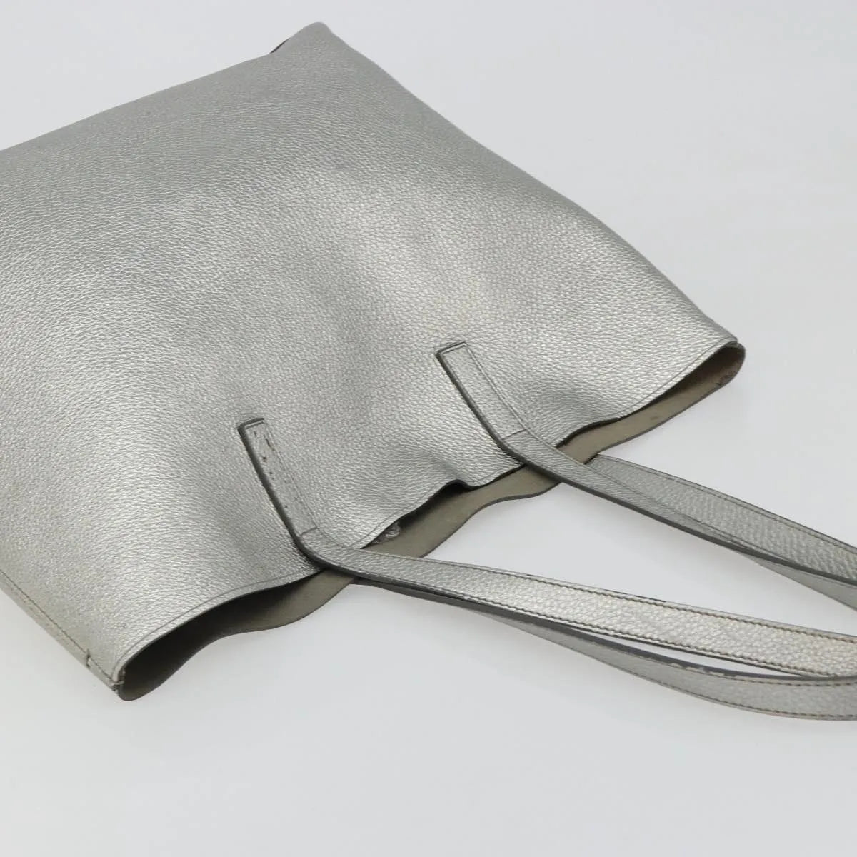 Prada Vintage Tote Leather, Silver, Leather, Tote Bag