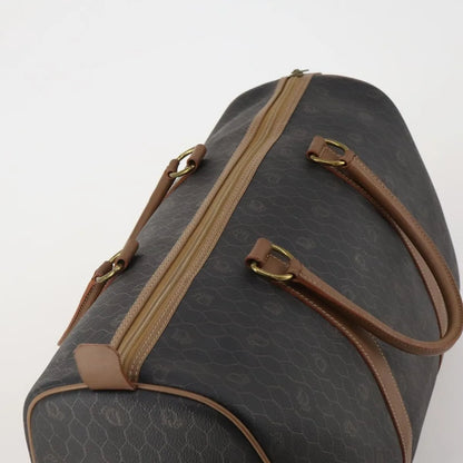 Christian Dior Vintage Honeycomb Boston Canvas and Leather, Black, Canvas, Travel Bag