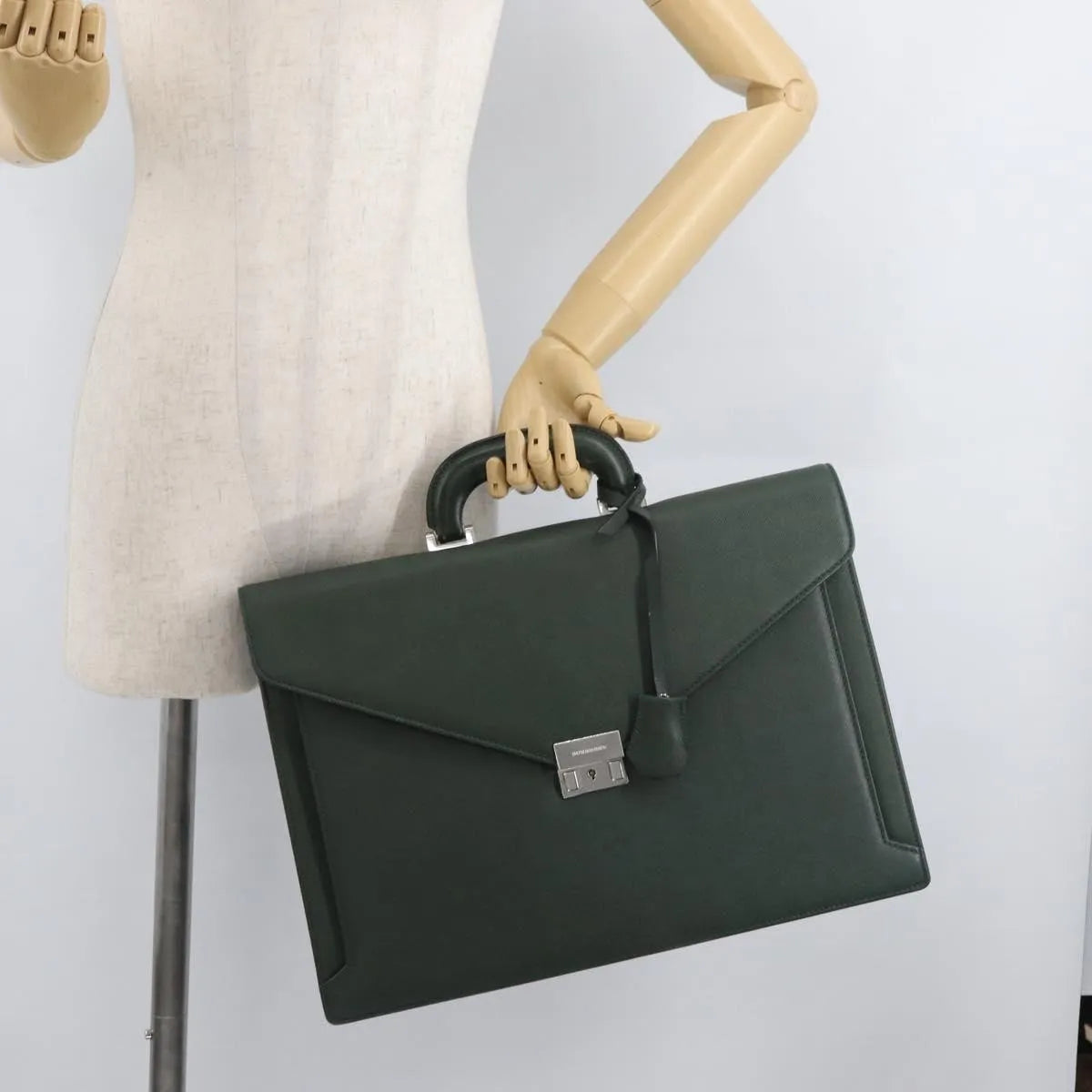Burberry Briefcase Leather, Green, Leather, Briefcase