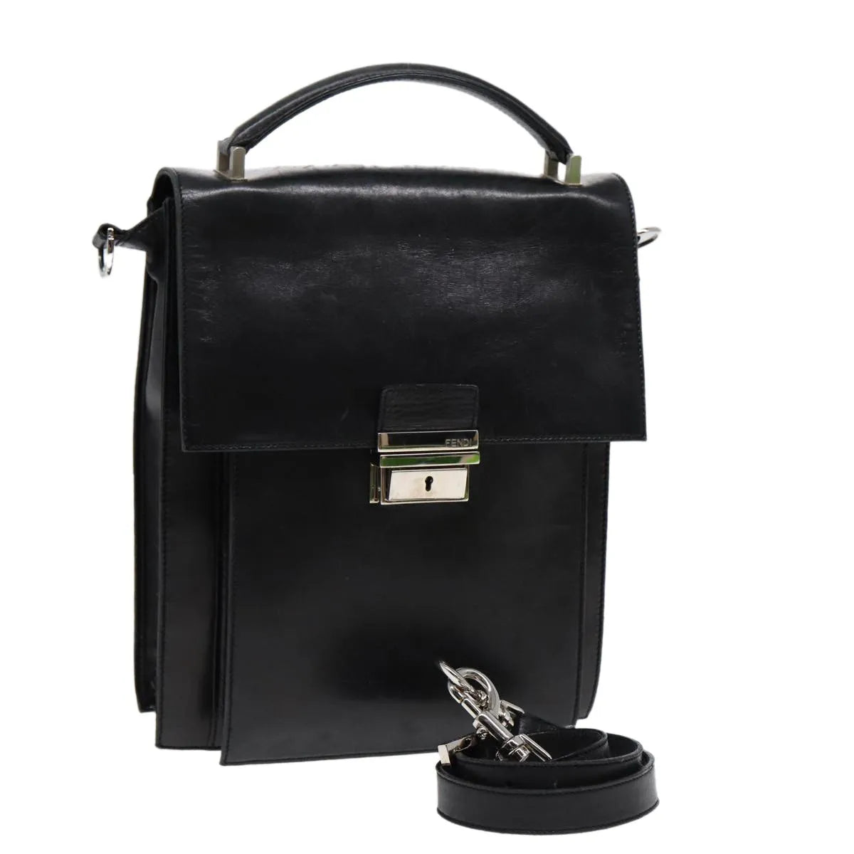 Fendi Vintage Leather, Black, Leather, Handbag