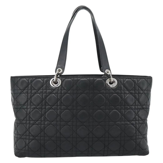 Christian Dior Vintage Lady Dior Tote Cannage Quilt Lambskin, Black, Leather, Tote Bag