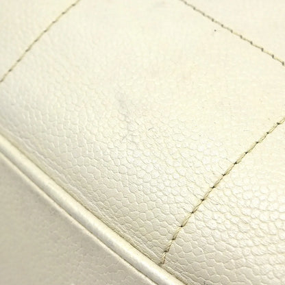 Chanel Square Stitch CC Boston Quilted Leather, White, Leather, Handbag