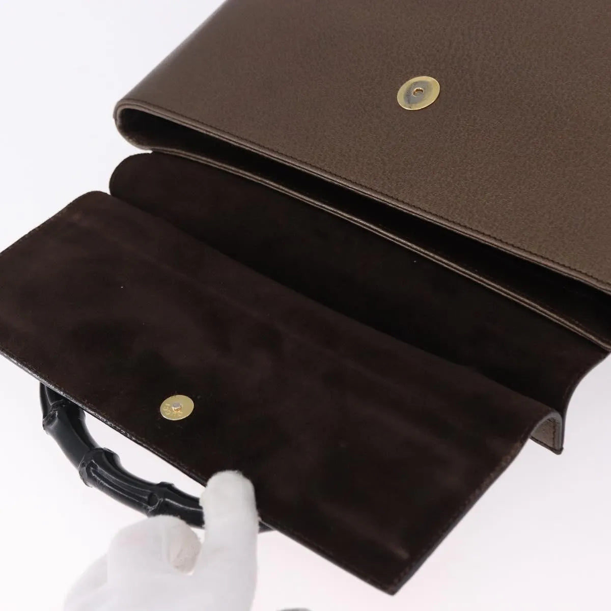 Gucci Vintage Bamboo Handle Leather, Brown, Leather, Handbag