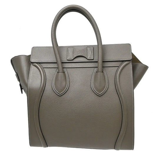 Celine Luggage Grainy Leather, Gray, Leather, Tote Bag