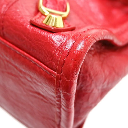 Balenciaga City Classic Studs Leather, Red, Leather, Handbag