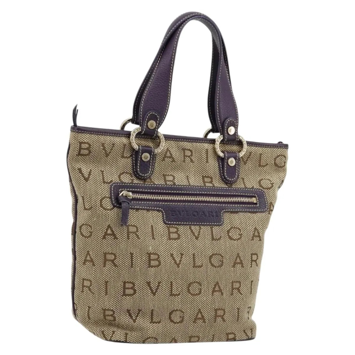 Bvlgari Logomania Canvas, Beige, Canvas, Tote Bag