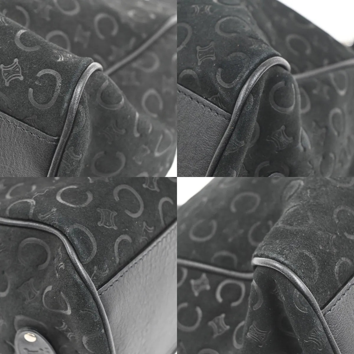 Celine C Macadam Suede, Black, Suede, Shoulder Bag