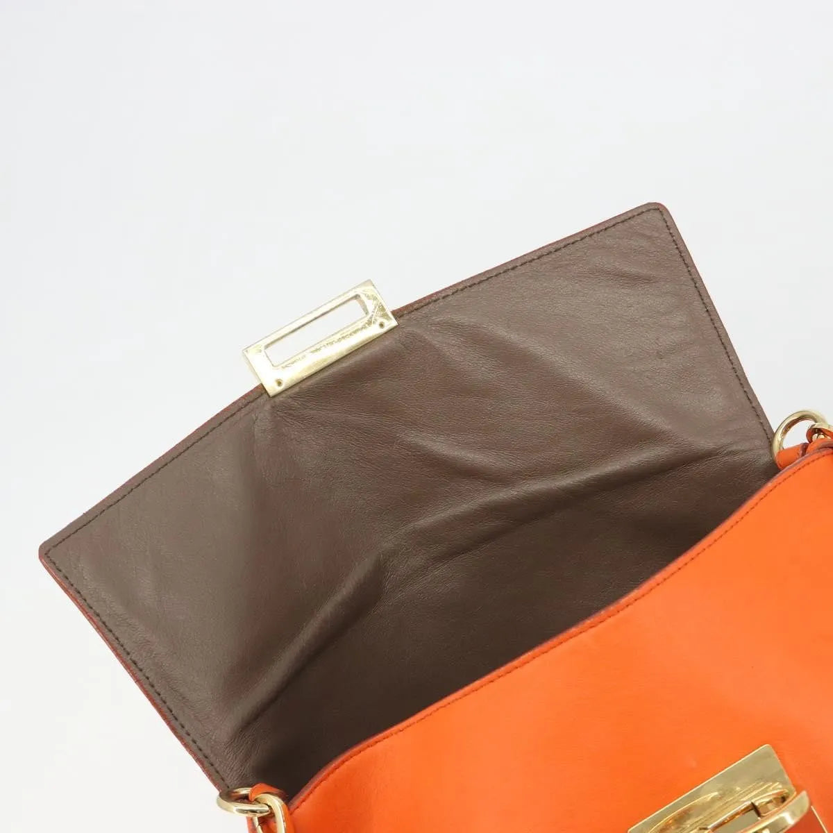 Salvatore Ferragamo Sookie Satchel Leather, Orange, Leather, Handbag